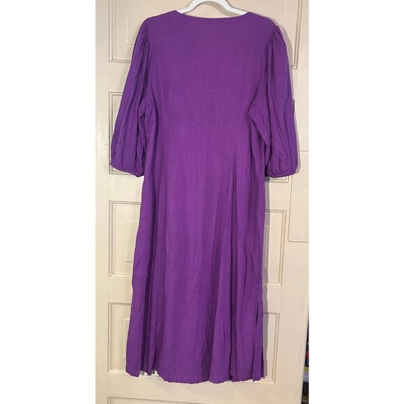 J Jill Linen Midi Button Front Dress size L - Picture 2 of 6